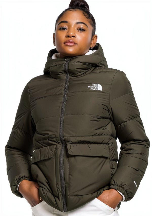 Women Recycled Polyester Ski Jacket Zipper Green Smooth-0
