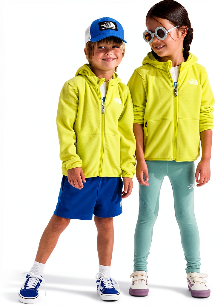The North Face Kids Glacier Hoodie in Meridian Blue color on a child outdoors