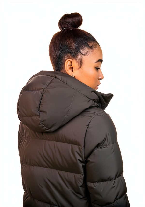 Women Recycled Polyester Ski Jacket Zipper Green Smooth-3