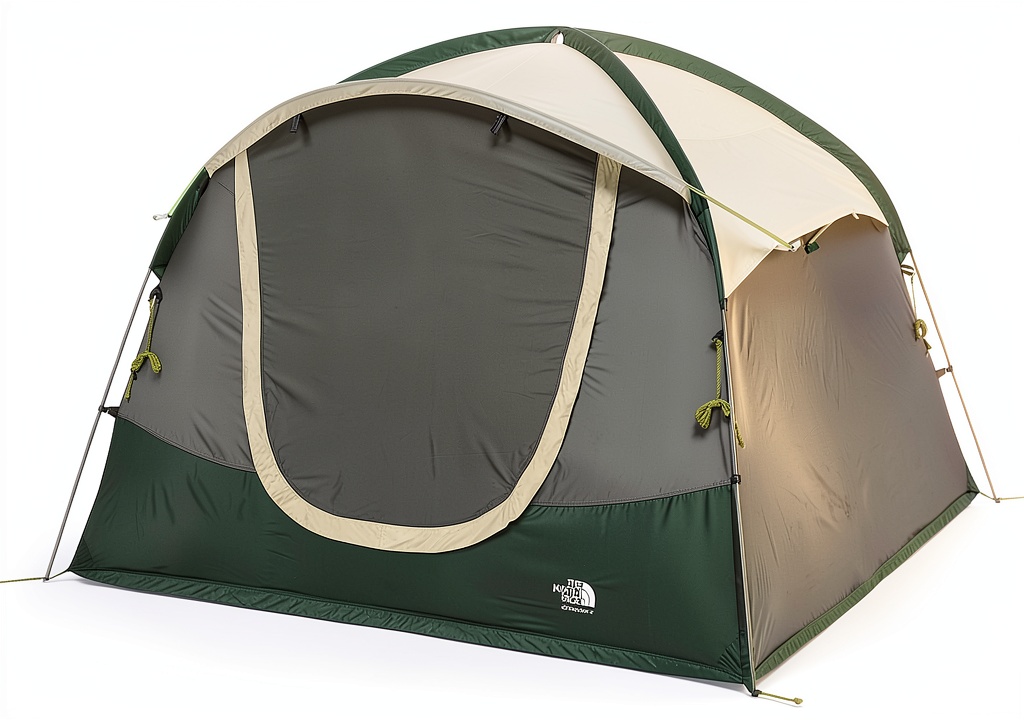 The North Face Sequoia 4 Tent set up in a forest campsite