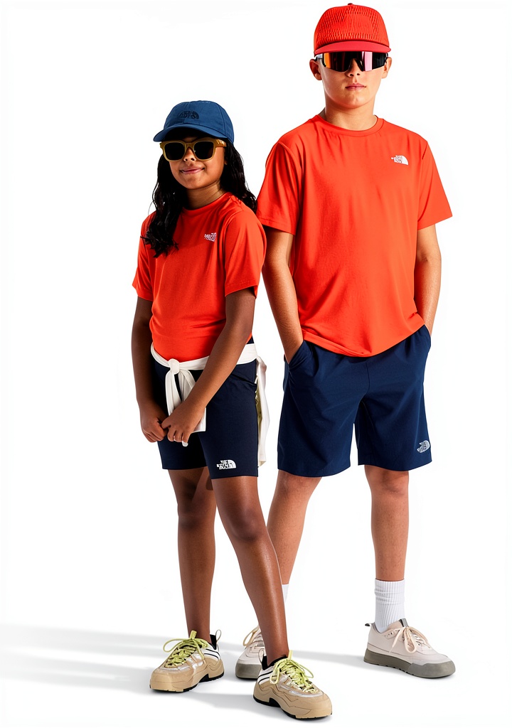 The North Face Boys 24/7 Tee in Meridian Blue color worn during hiking