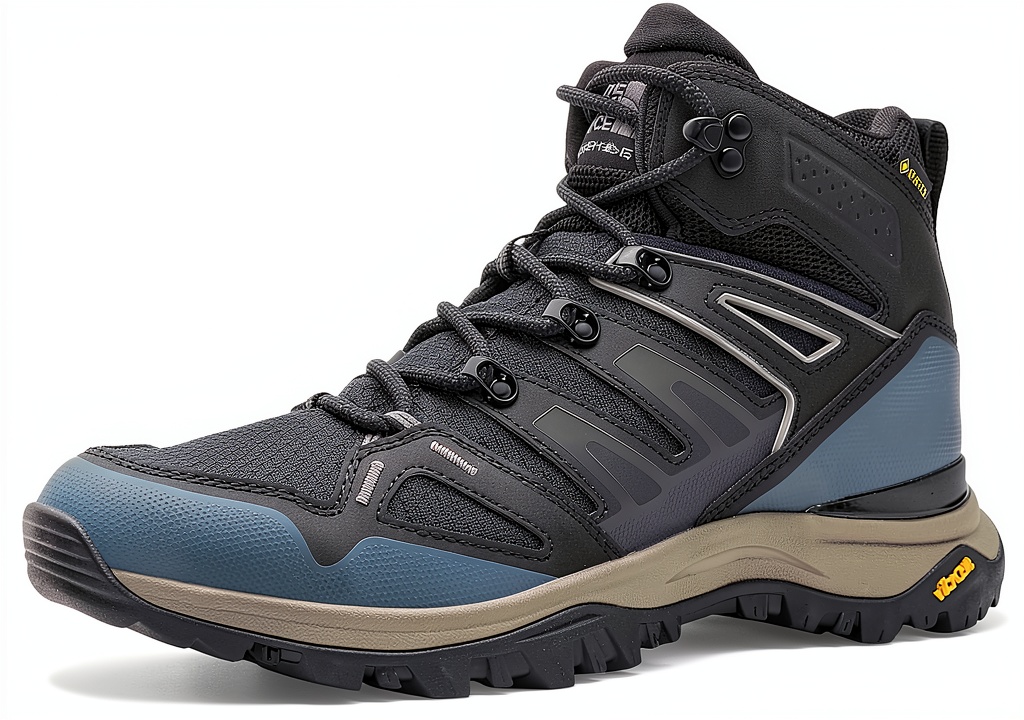 The North Face Women's Hedgehog Mid Gore-Tex hiking boots on a rocky trail
