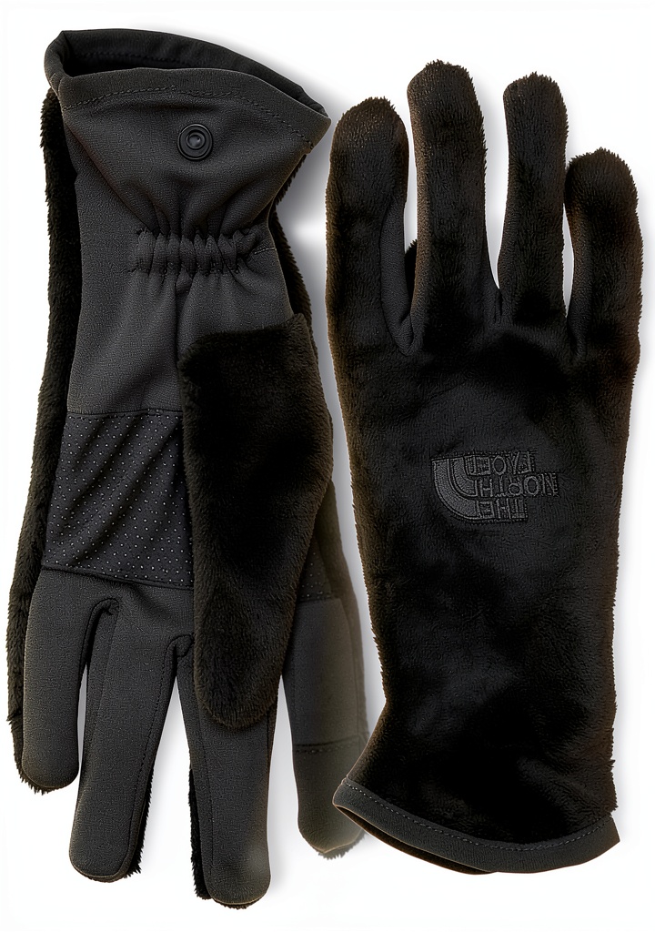 The North Face Women's Osito Etip Gloves in Smoked Pearl color on hands