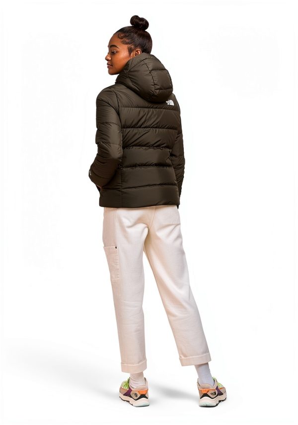 Women Recycled Polyester Ski Jacket Zipper Green Smooth-2