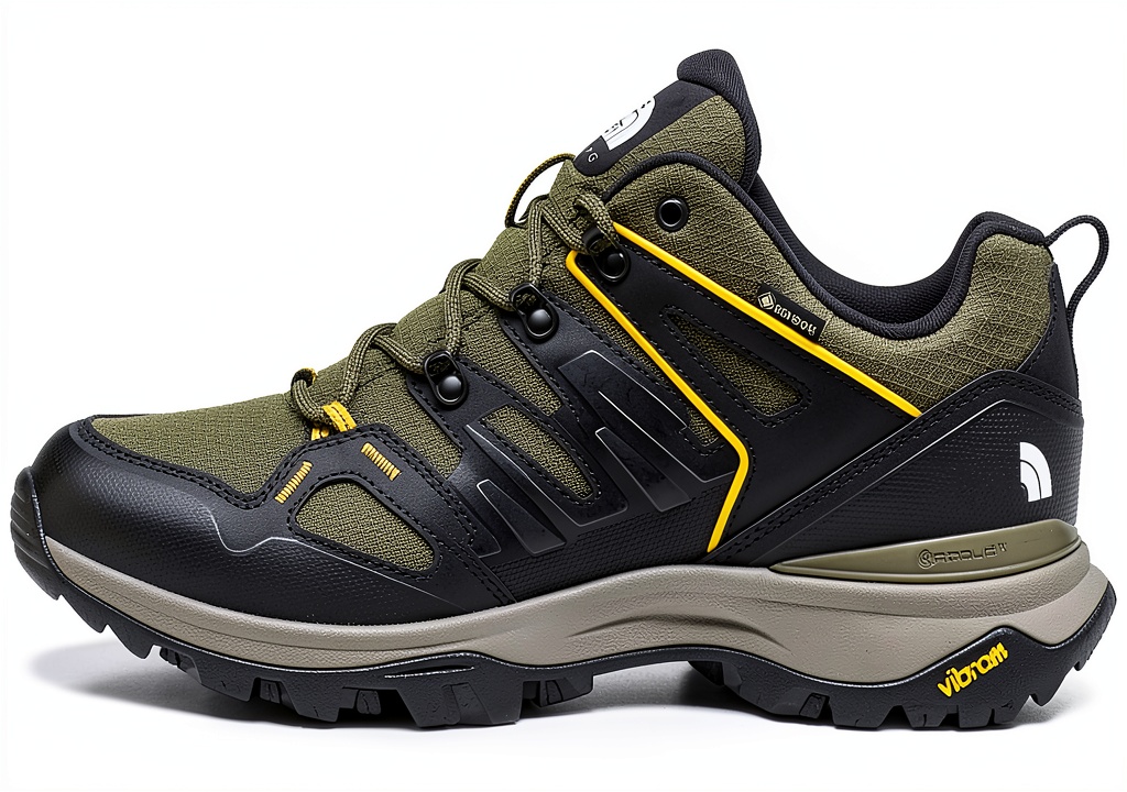 The North Face Men's Hedgehog hiking shoes on a rocky trail