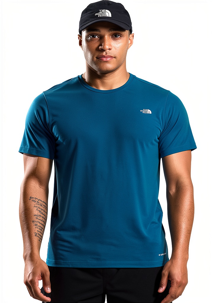 The North Face Adventure Tee in White Dune color on a hiking trail