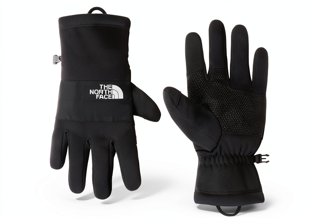 The North Face Mens Sierra Etip Gloves in Tnf Black color on a snowy background