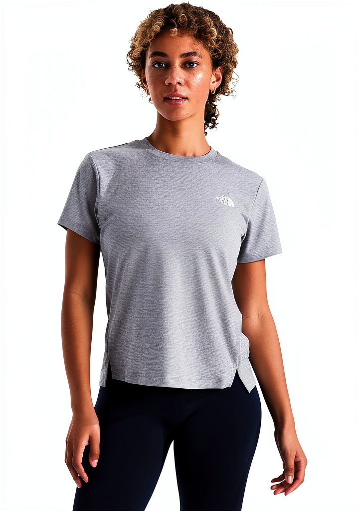 Woman wearing North Face Flex Tee during outdoor activity