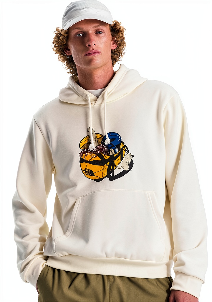 Men's Woodland Wanderer Hoodie in Tnf Black color on a hanger