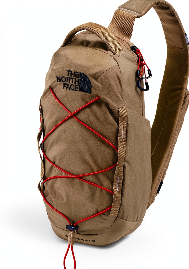 North Face sling bag being worn on a city bike ride